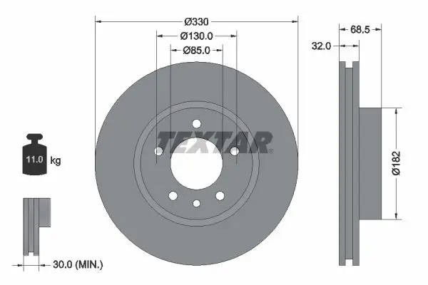 Textar 92121505 Диск тормозной VW