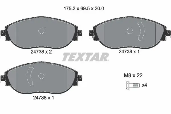 Textar 2473806 Комплект тормозных колодок,
