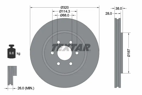 Textar 92164405 Тормозной диск