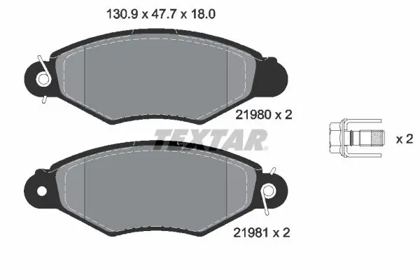 Textar 2198004 Комплект тормозных колодок