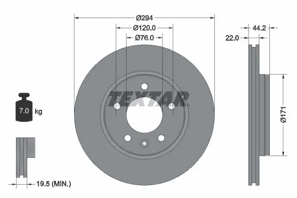 Textar 92121403 Диск тормозной VW T4 (03-)