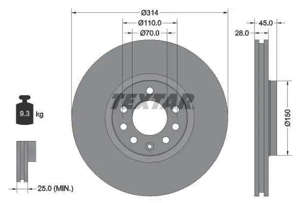 TEXTAR 92118803 Тормозной диск
