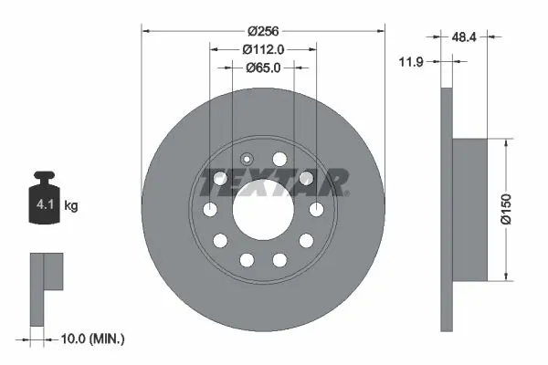 Textar 92121103 Диск тормозной AUDI/VW/SKODA