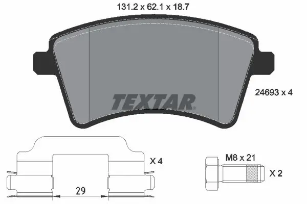 Textar 2469301 Колодки передние с
