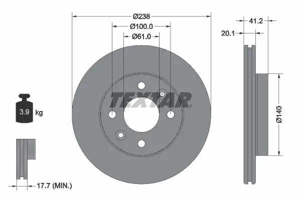 Textar 92036203 Диск тормозной передний