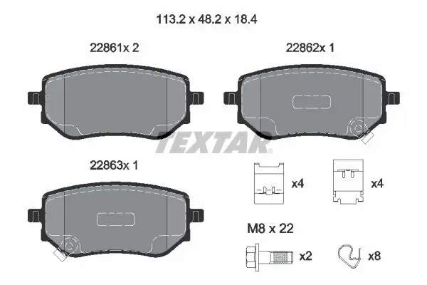 Textar 2286101 Комплект тормозных колодок,