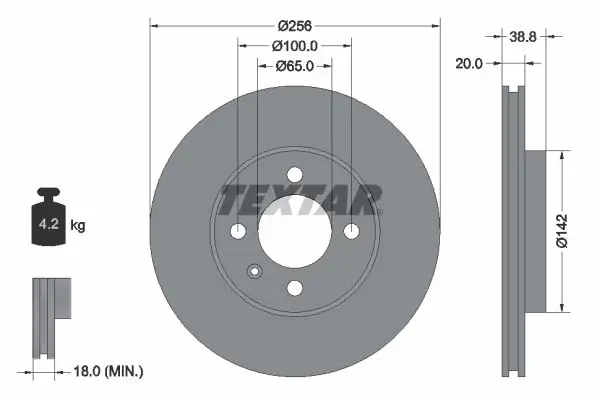 Textar 92036803 Диск тормозной передний с