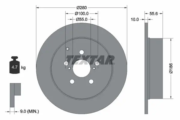 Textar 92135703 Диск тормозной TOYOTA AVENSIS