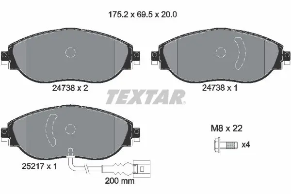 Textar 2473803 Колодки пер.VW TIGUAN