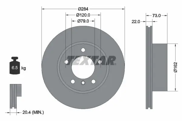 Textar 92238403 Диск тормозной BMW E87