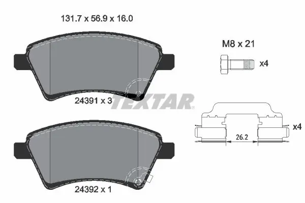 Textar 2439101 Колодки тормозные дисковые