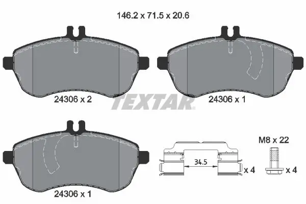 Textar 2430601 Колодки тормозные дисковые