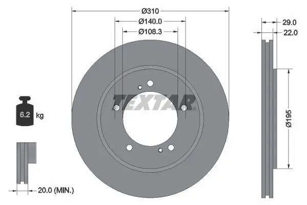Textar 92170503 Диск тормозной передний с