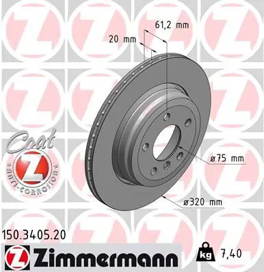 Zimmermann 150340520 ДИСК ТОРМ BMW E60/E61/E63/E64