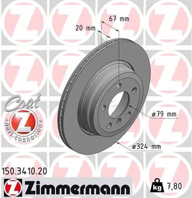 Zimmermann 150341020 ДИСК ТОРМ BMW E65 3.0D/3.0I