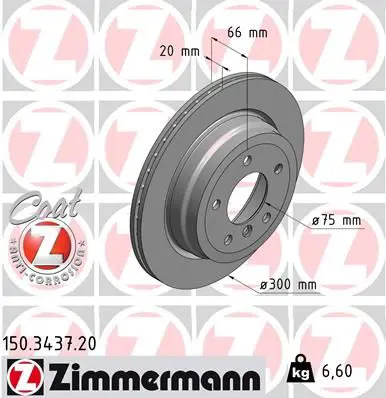 Zimmermann 150343720 Торм.диск зад.вент.[300x20] 5