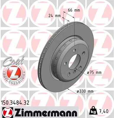 Zimmermann 150348432 Диск. торм. зад. BMW 5 (F10)