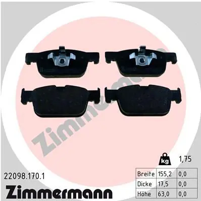 Zimmermann 220981701 КОЛОДКИ ТОРМ ДИСК ПЕР VOLVO