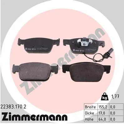 Zimmermann 223831702 Комплект тормозных колодок