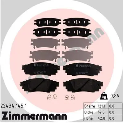 Zimmermann 224341451 Колодки задние TOYOTA C-HR
