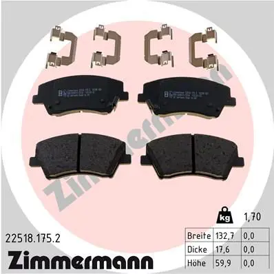 Zimmermann 225181752 Комплект тормозных колодок,