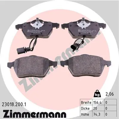 Zimmermann 230182001 Колодки тормозные дисковые