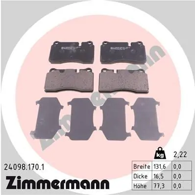 Zimmermann 240981701 Колодки передние ZIMMERMANN