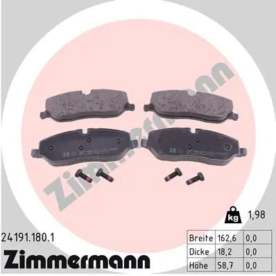 Zimmermann 241911801 КОЛОДКИ ПЕР LROV DISCOVERY III