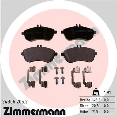 Zimmermann 243062052 КОЛОДКИ ПЕР MER