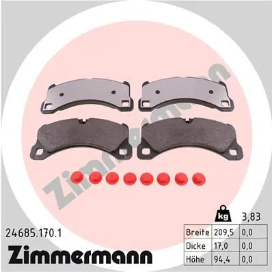 Zimmermann 246851701 Колодки тормозные PORSCHE