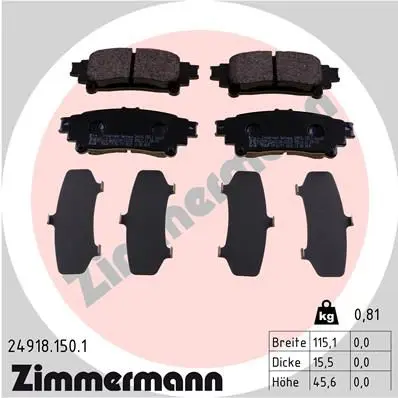 Zimmermann 249181501 КОЛОДКИ ТОРМ ДИСК ЗАД TOYOTA