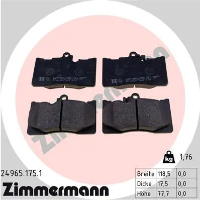 Zimmermann 249651751 Колодки тоpмозные дисковые