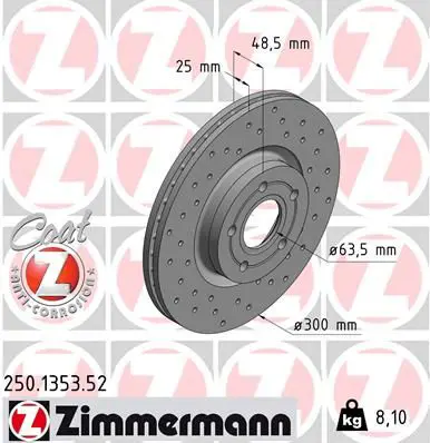 Zimmermann 250135352 ДИСК ТОРМ FORD C-MAX 07-,