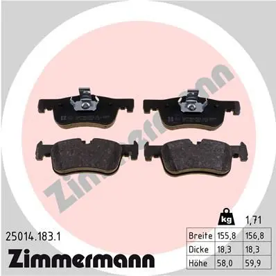 Zimmermann 250141831 КОЛОДКИ ПЕР BMW F20/F21/F22
