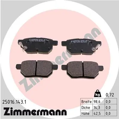 Zimmermann 250161431 КОЛОДКИ ЗАД LEX CT/TOY