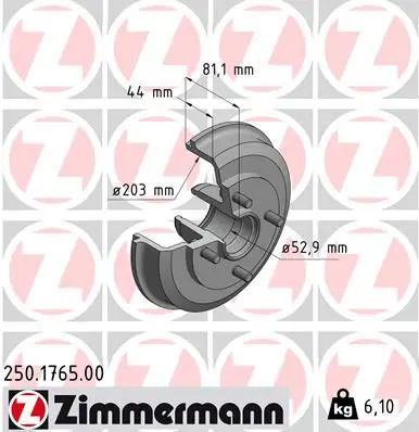 Zimmermann 250176500 Барабан тормозной FORD