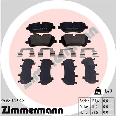 Zimmermann 257201732 Колодки зад. LAND ROVER RANGE