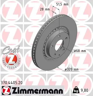 370.4405.20 Диск тормозной пер.вент. MAZDA