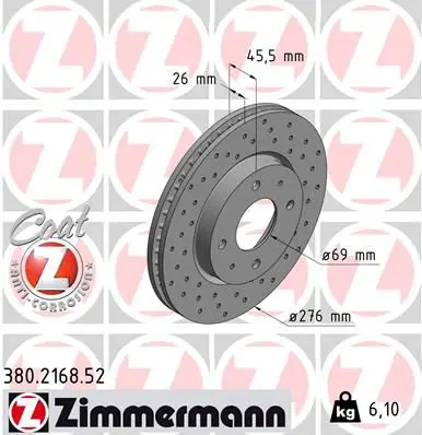 Zimmermann 380216852 Диск тормозной MITSUBISHI