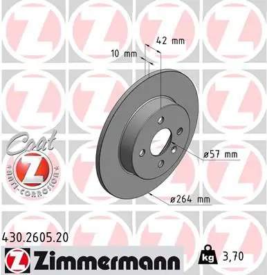 Zimmermann 430260520 ДИСК ТОРМ OPL ASTRA