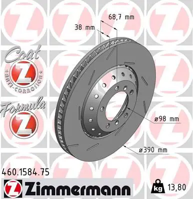Zimmermann 460158475 Передний торм. диск L (продаем