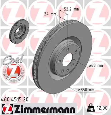 Zimmermann 460451520 Диск тормозной пер. прав.