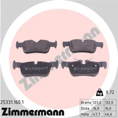 Zimmermann 253311601 Колодки тормозные дисковые к-т