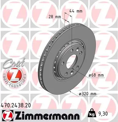 Zimmermann 470243820 ДИСК ТОРМ REN LAGUNA III/GRAND