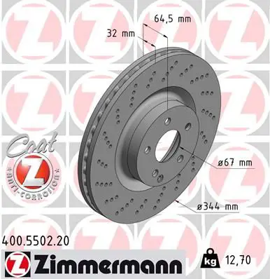 ZIMMERMANN 400550220 Тормозной диск