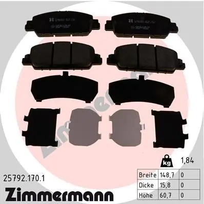 Zimmermann 257921701 Комплект тормозных колодок,