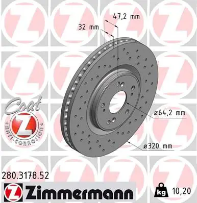 Zimmermann 280317852 Диск тормозной передний