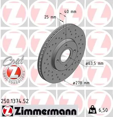 Zimmermann 250137452 Тормозной диск