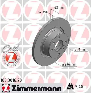 ZIMMERMANN 180301620 ДИСК ТОРМ CIT C5 1.8-2.2HDI
