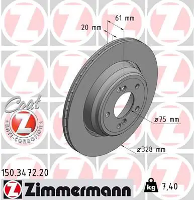 ZIMMERMANN 150347220 Диск тормозной